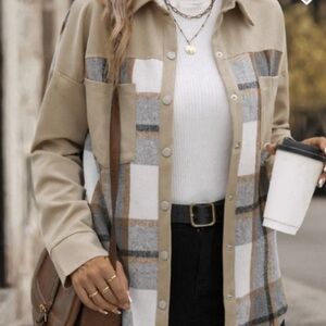 Perfee Boutique Plaid Snap Up Jacket